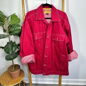 Vintage PJ Jeans Red Denim Jacket sz 2XL